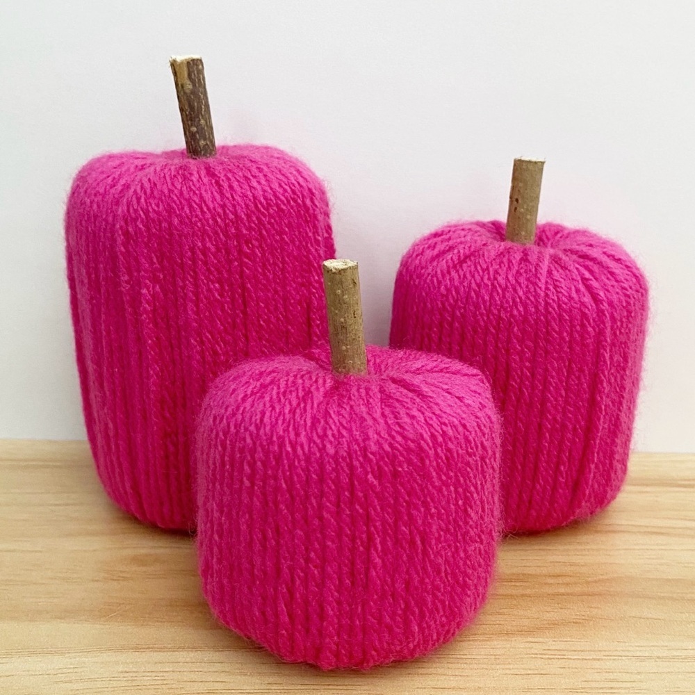 Handmade Hot Pink Pumpkin Decor Set Fall Halloween